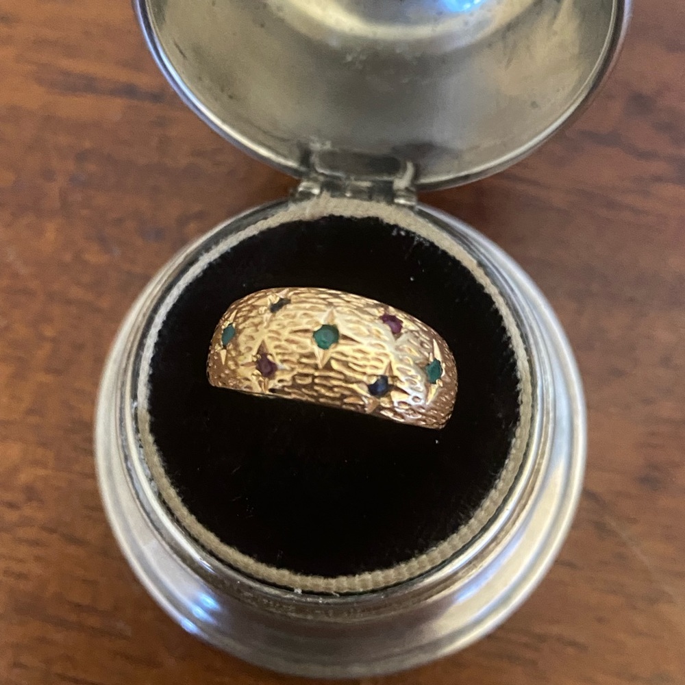 14k Yellow Gold Dome Bombe MutiGem Ring
